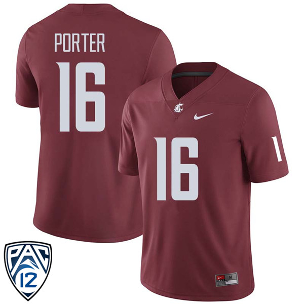 Men #16 Grant Porter Washington State Cougars College Football Jerseys Sale-Crimson